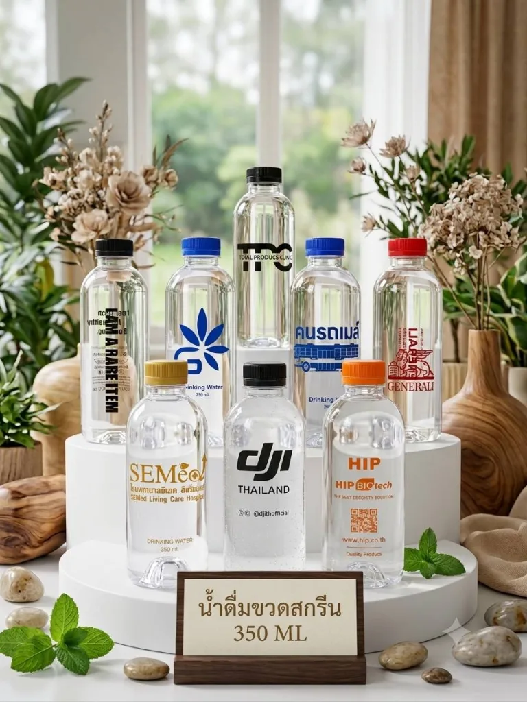 รับผลิตน้ำดื่ม สกรีนโลโก้ลงบนขวด 3 น้ำดื่มขวดสกรีน 350 ml